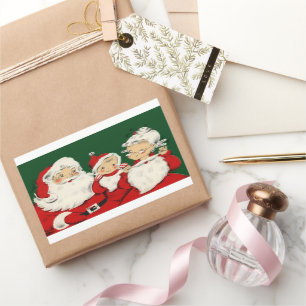 Santa Family Christmas Rectangular Sticker