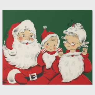 Santa Family Christmas Wrapping Paper
