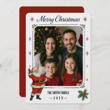 Santa & Family Photo Flat Christmas Card