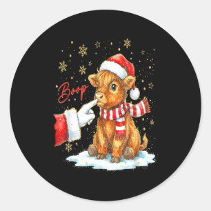 Santa Farmer Funny Western Hand Boop Christmas Hig Classic Round Sticker