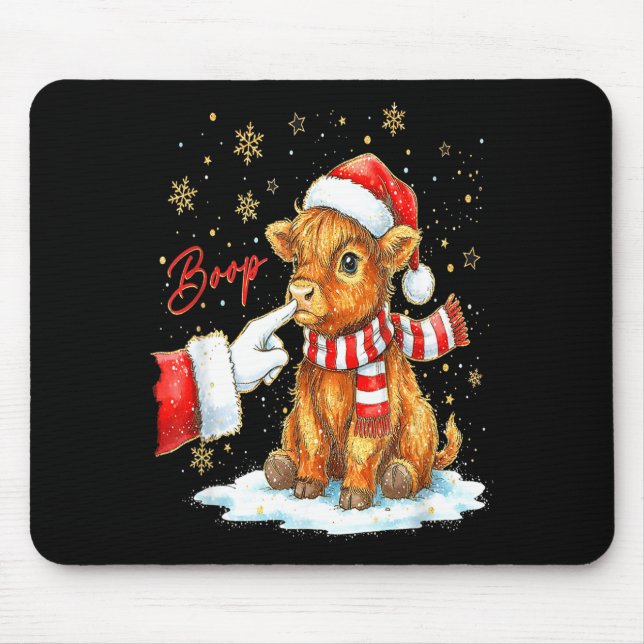 Santa Farmer Funny Western Hand Boop Christmas Hig Mouse Mat (Front)