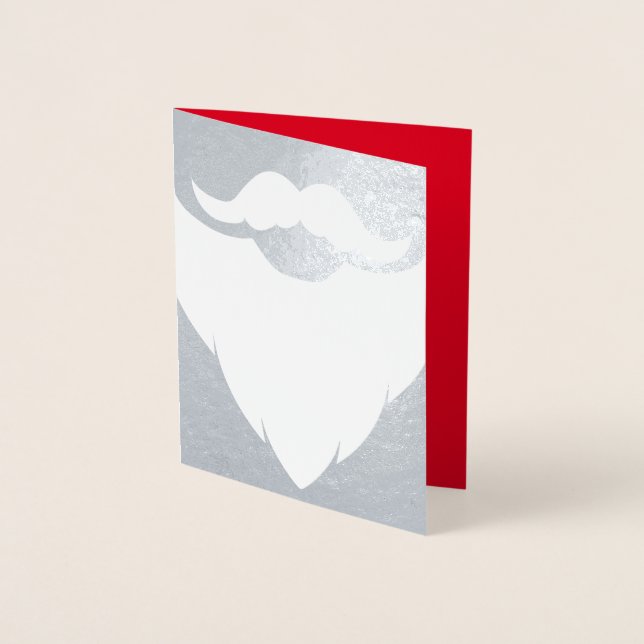 Santa Father Christmas beard silver red holiday Foil Card (Front)