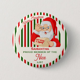 Santa Father Christmas Nice List Proud Member 6 Cm Round Badge