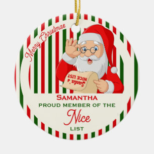 Santa Father Christmas Nice List Proud Member Ceramic Tree Decoration
