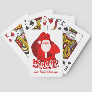 Santa Father Christmas red name gift playing cards