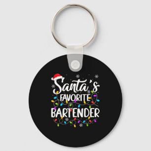 Santa Favorite Bartender Christmas Lights Funny Xm Key Ring