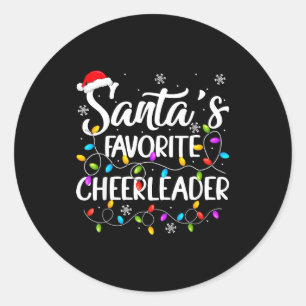 Santa Favorite Cheerleader Christmas Funny Cheerle Classic Round Sticker