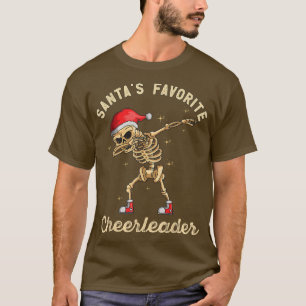 Santa Favorite Cheerleader Dabbing Skeleton Christ T-Shirt