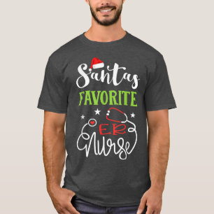Santa Favorite ER Nurse Xmas Light Hat RN Christma T-Shirt