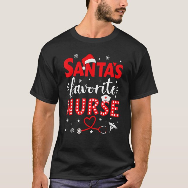 Santa Favorite Nurse For Christmas In Hospital T-Shirt (Front)