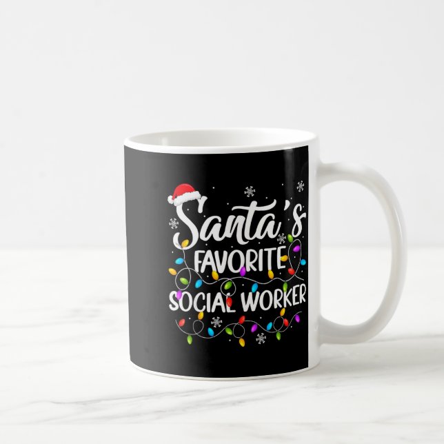 Santa Favorite Social Worker Christmas Lights Fami Coffee Mug (Right)