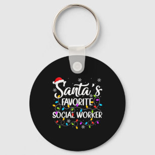 Santa Favorite Social Worker Christmas Lights Fami Key Ring