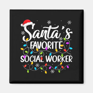 Santa Favorite Social Worker Christmas Lights Fami Magnet
