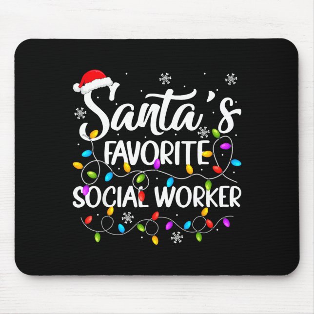 Santa Favorite Social Worker Christmas Lights Fami Mouse Mat (Front)
