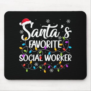 Santa Favorite Social Worker Christmas Lights Fami Mouse Mat