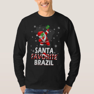 Santa Favourite Brazil Flag Dabbing Hat In Snow Pa T-Shirt