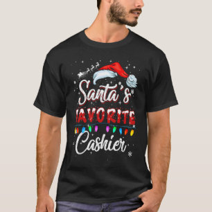 Santa Favourite Cashier Santa Hat Christmas T-Shirt