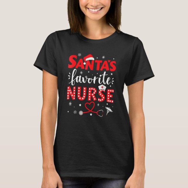 Santa favourite nurse for christmas in hospital 1 T-Shirt (Front)