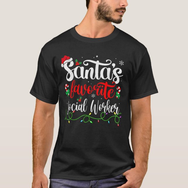 Santa Favourite Social Worker Christmas School Soc T-Shirt (Front)