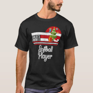 Santa Favourite Softball Player Christmas Ugly Swe T-Shirt