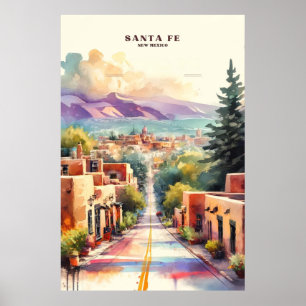 Santa fe Canyon Road Watercolor Poster