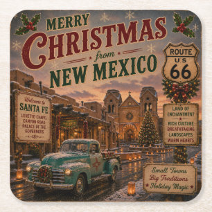 Santa Fe Christmas Table Accent Square Paper Coaster