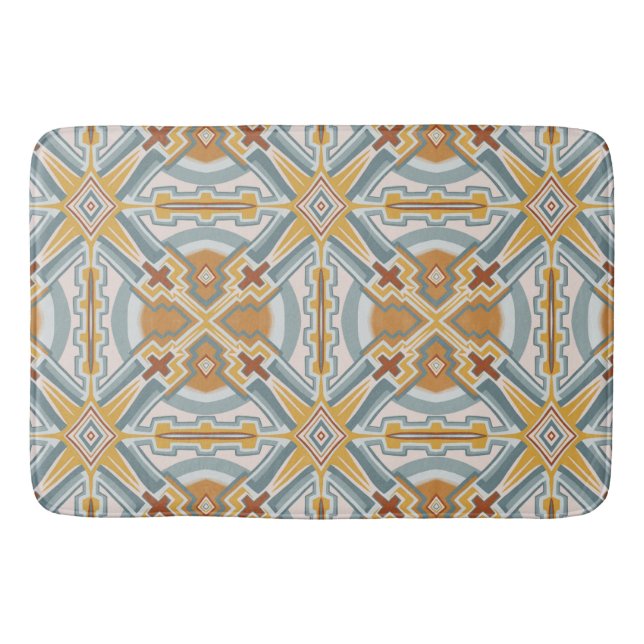 Santa Fe Geometric Tile Pattern Bath Mat (Front)