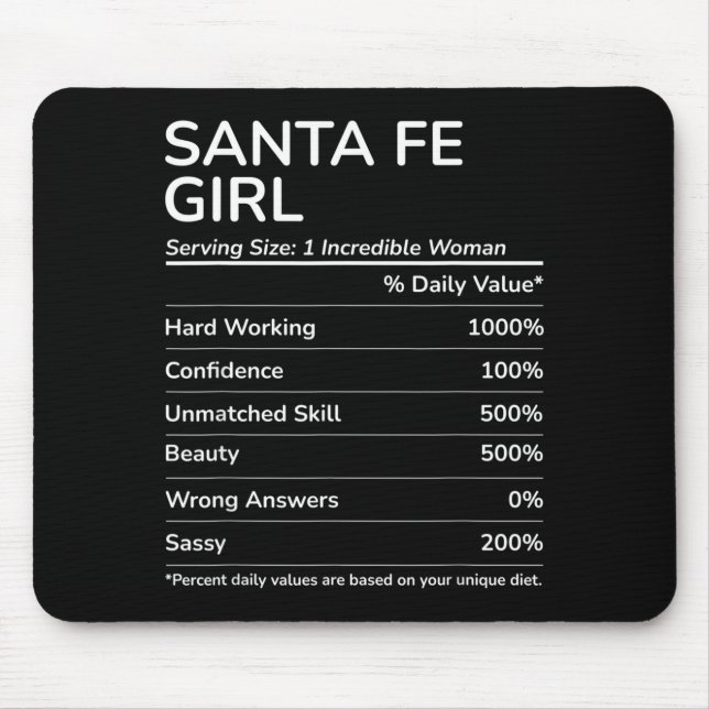 Santa Fe Girl Funny New Mexico Hometown  Mouse Mat (Front)
