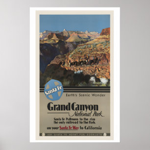 Santa Fe Grand Canyon National Park Vintage Travel Poster