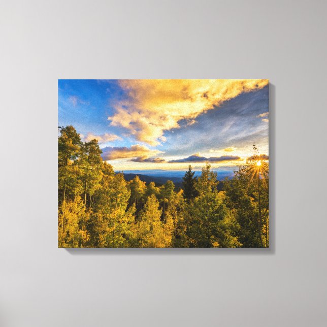 Santa Fe National Forest at Sunset in Autumn Canvas Print (Front)