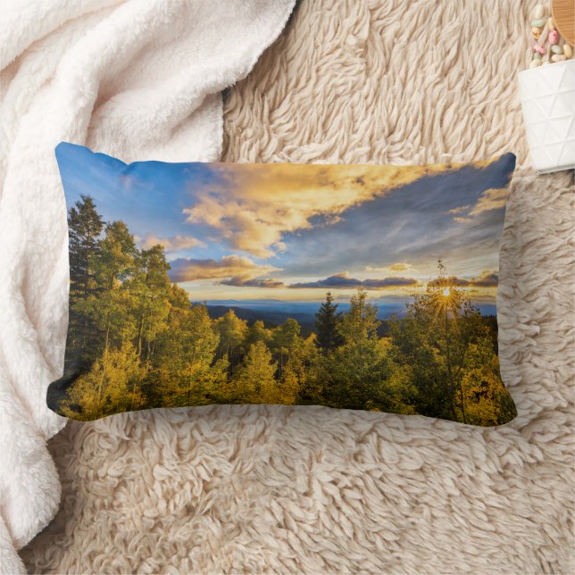 Santa Fe National Forest at Sunset in Autumn Lumbar Cushion (Blanket)