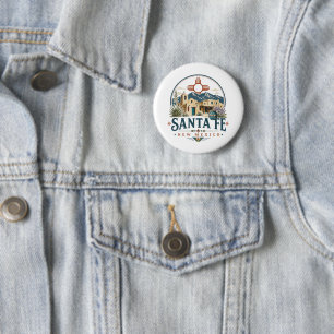 Santa Fe New Mexico Adobe Architecture Southwest 6 Cm Round Badge
