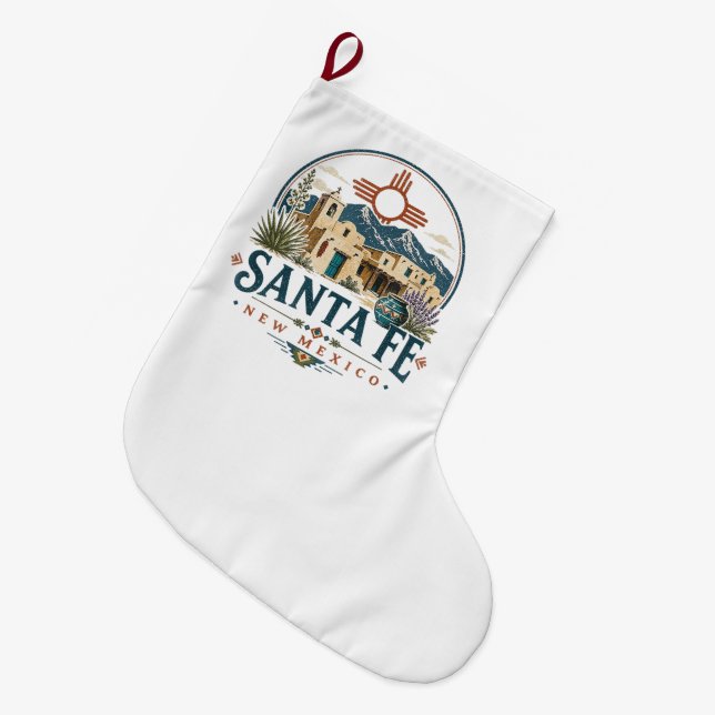 Santa Fe New Mexico Adobe Architecture Southwest Large Christmas Stocking (Front (Hanging))