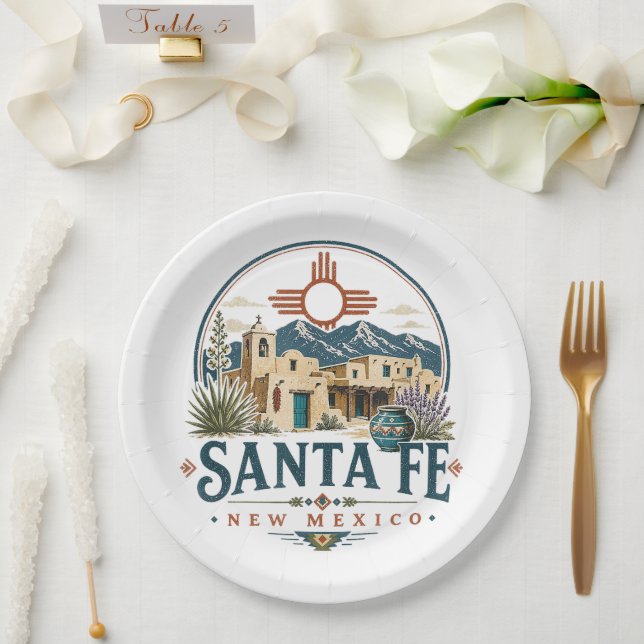 Santa Fe New Mexico Adobe Architecture Southwest Paper Plate (Wedding)