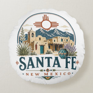 Santa Fe New Mexico Adobe Architecture Southwest Round Cushion