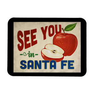 Santa Fe New Mexico Apple - Vintage Travel Magnet