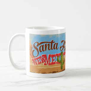 Santa Fe New Mexico Cartoon Desert Vintage Travel Coffee Mug