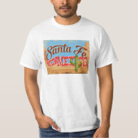 Santa Fe New Mexico Cartoon Desert Vintage Travel