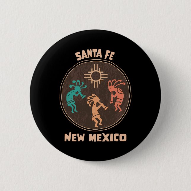 Santa Fe New Mexico Kokopelli Vacation Souvenir  6 Cm Round Badge (Front)