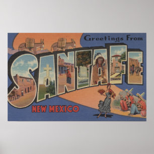 Santa Fe, New Mexico - Large Letter Scenes 2 Poster
