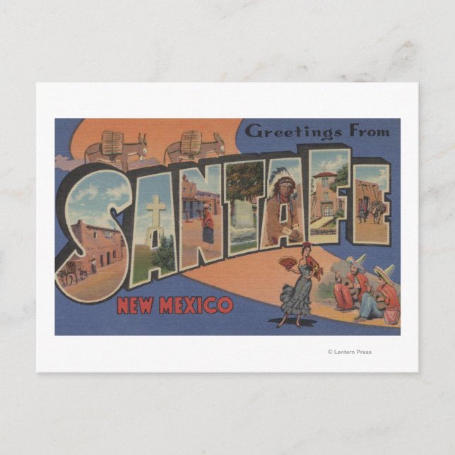 Santa Fe, New Mexico - Large Letter Scenes Postcard (Front)