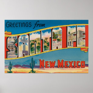 Santa Fe, New Mexico - Large Letter Scenes Poster