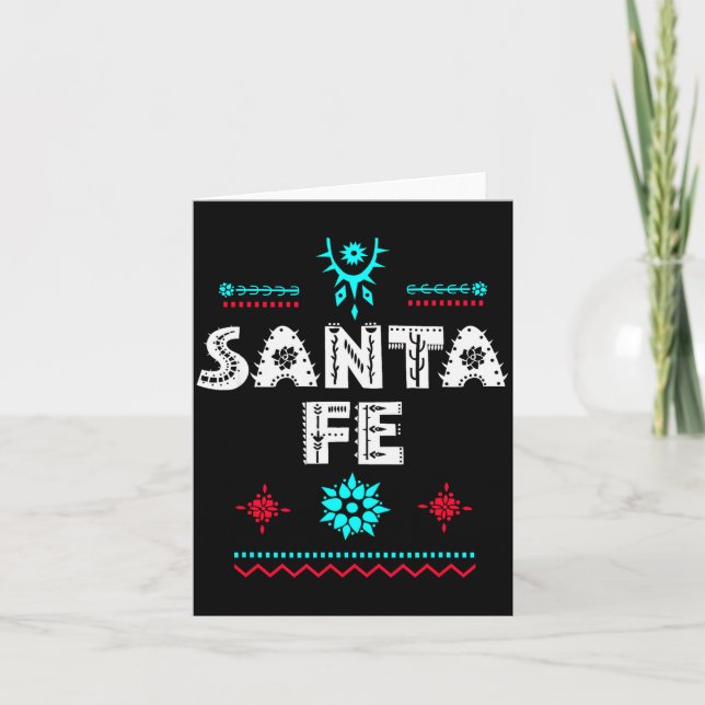 Santa Fe New Mexico Shirt, Festive Tribal Santa Fe Card (Front)