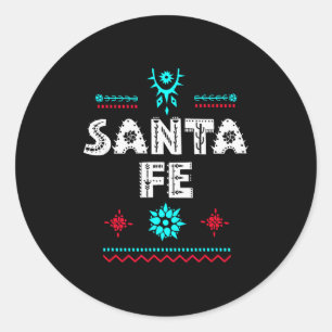 Santa Fe New Mexico Shirt, Festive Tribal Santa Fe Classic Round Sticker
