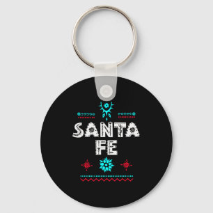 Santa Fe New Mexico Shirt, Festive Tribal Santa Fe Key Ring