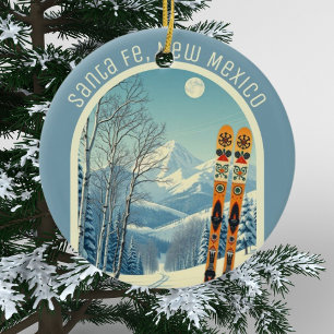 Santa Fe New Mexico ski souvenir  Ceramic Tree Decoration