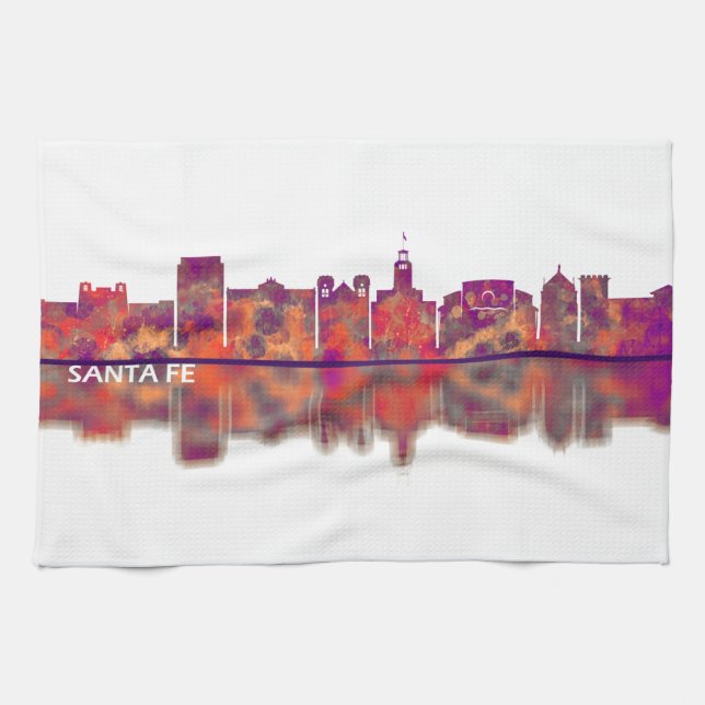 Santa Fe New Mexico Skyline Tea Towel (Horizontal)