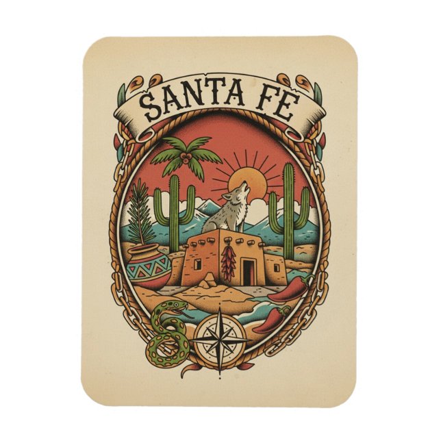 Santa Fe New Mexico Travel Magnet (Vertical)