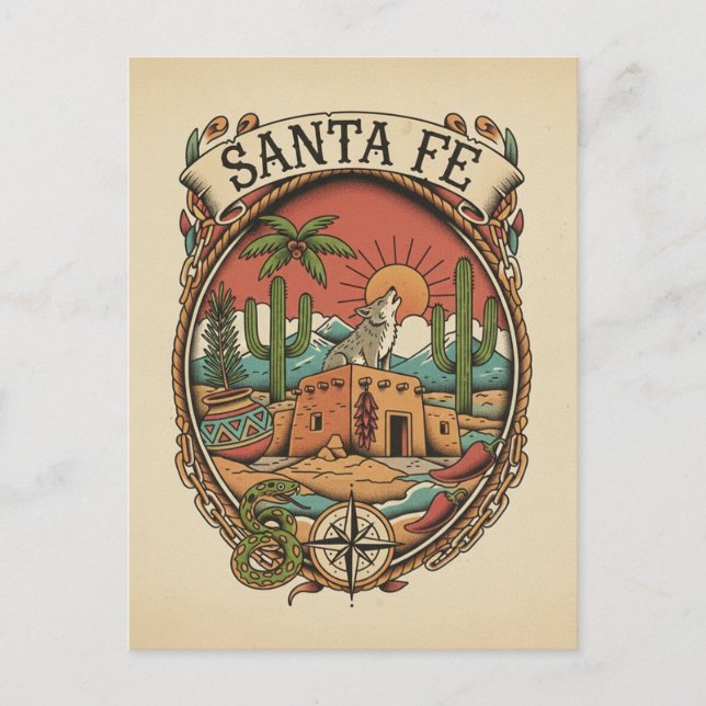Santa Fe New Mexico Travel Postcard (Front)
