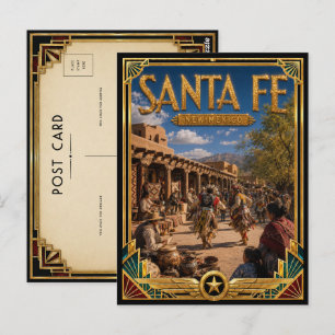 Santa Fe New Mexico Vintage Art Deco Golden Age Postcard